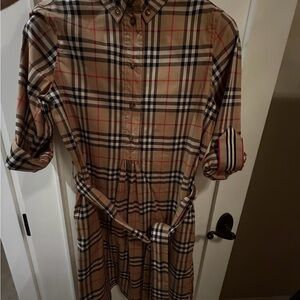 Burberry Beige and Black Plaid Shirt